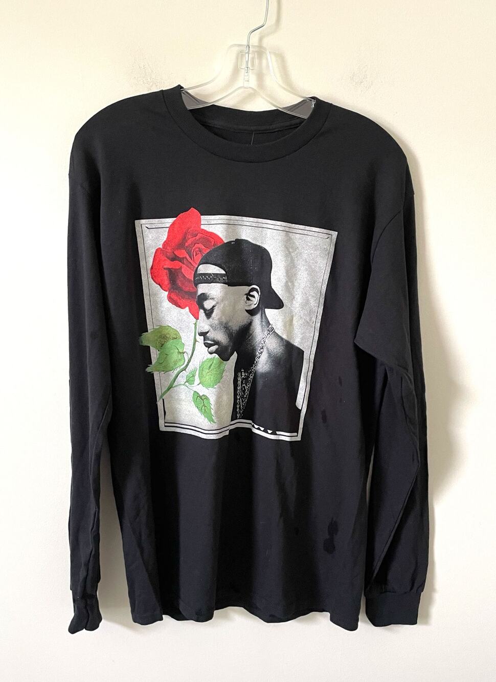 Tupac 2Pac Long Sleeve Graphic T-Shirt Black Size Medium NEW